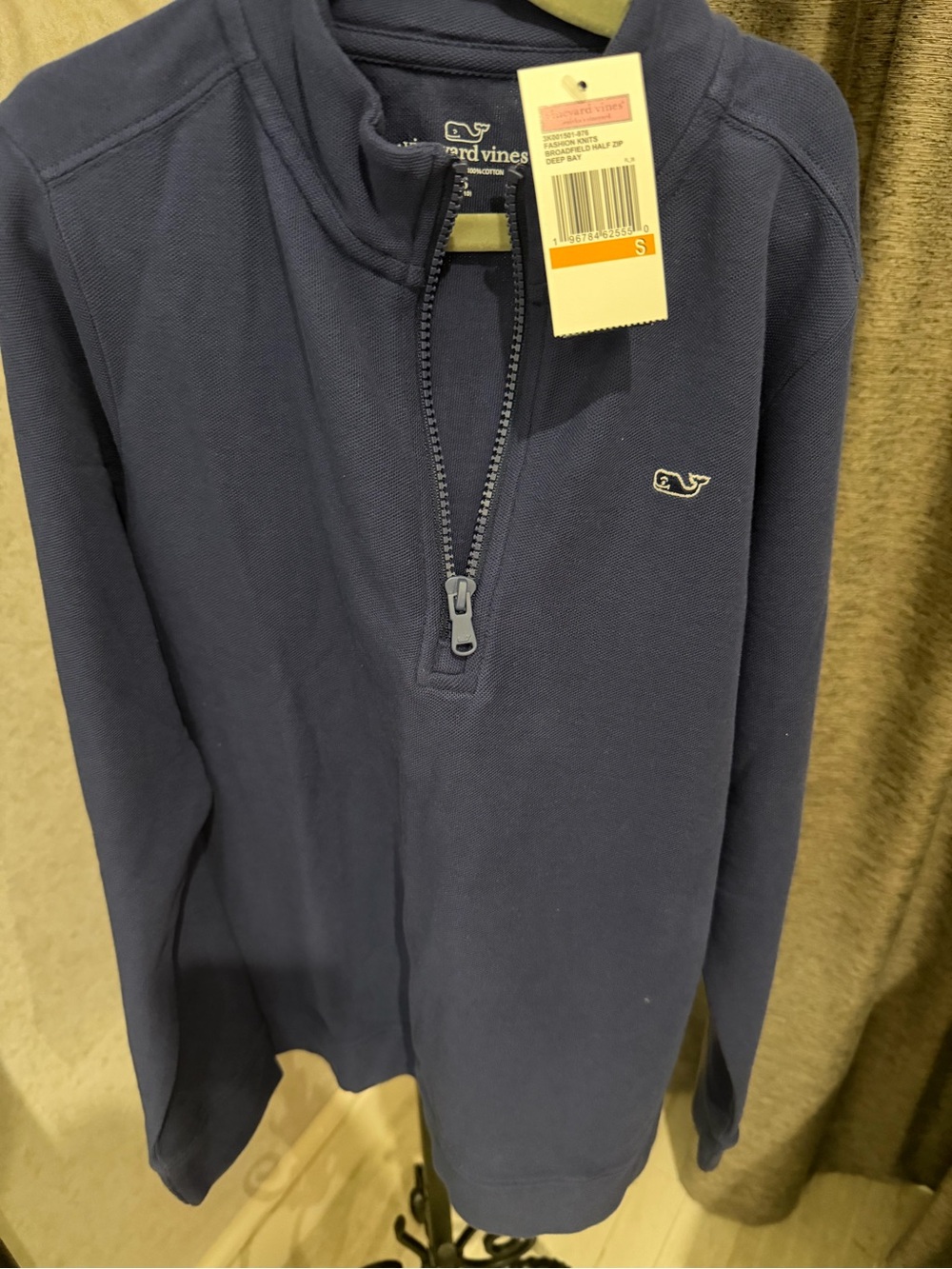 Vineyard Vines boys Navy Quarter-Zip Pullover Sweater size small NWT